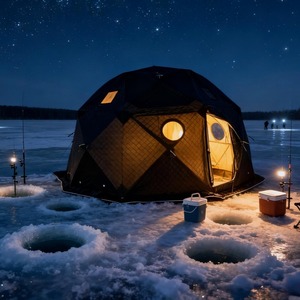 Xách tay mùa đông băng câu cá lều có thể gập lại cách nhiệt bông nơi trú ẩn dễ dàng thiết lập Windproof snowproof cho cắm trại lều ngoài trời - Product Image 5