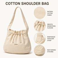 Sac bandoulière personnalisé en coton doux avec cordon de serrage pour les courses quotidiennes, léger, spacieux et réutilisable