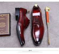 Chaussures en cuir véritable pour hommes, chaussures habillées de style classique, lacets, bout fermé, chaussures brogues pour hommes