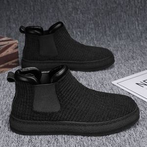 Bottes courtes décontractées chaudes à tige haute pour hommes, collection automne-hiver 2022, chaussures de mode Joker en coton - Product Image 5