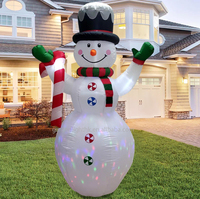 Bonhomme de neige gonflable LED étanche IP44 pour intérieur et extérieur, avec cannes en forme de bonbons, 1,8 m, alimenté par courant continu, décoration pour la maison, la pelouse, les fêtes de fin d'année