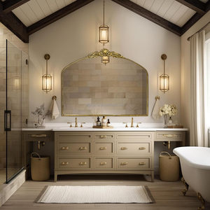 Gương Baroque cổ điển 40 "X30", Gương Cổ Victorian, gương mantel trang trại với bàn chải màu đen khung kim loại trang trí công phu - Product Image 3