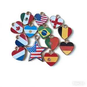 Pendentifs breloques en alliage métallique émaillé <span class=keywords><strong>de</strong></span> 15 mm en forme <span class=keywords><strong>de</strong></span> cœur avec drapeaux <span class=keywords><strong>de</strong></span> pays pour la fabrication <span class=keywords><strong>de</strong></span> bijoux : États-Unis, Mexique, France, Brésil, Allemagne, Espagne - Product Image 2