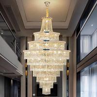 Lustre moderne en cristal de luxe pour salon villa plafond creux mezzanine escalier suspension lumière élégante design contemporain