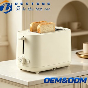 Tostadora BESTONE de 2 Rebanadas con Función de Descongelación, Recalentamiento y Cancelación, Temporizador Mecánico, Carcasa de Plástico, 850W, Uso Doméstico - Product Image 1