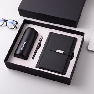 Black Simple Coffee Cup 400ML With High End Business Style Magnetic Diary Notebook Pen For All Occassion Promotional Gift Sets