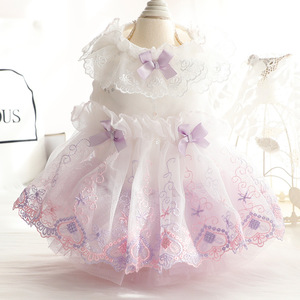 Dog Princess Dress Summer Spring Thin Embroidered Polyester Cute Skirt Pet Clothes <b>Small</b> Dog <b>Teddy</b> Outfit - Product Image 2