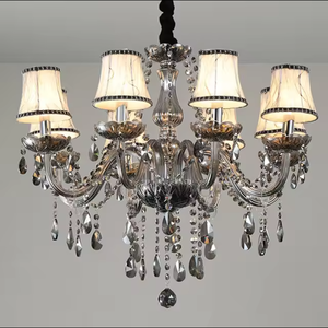 Lámpara colgante de plata europea, vela moderna de 3 capas, piezas de brazo de cristal, lámpara de araña - Product Image 1