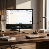 Monitor Intérprete Inteligente con IA 2026, Pantalla de Traducción Simultánea de Doble Cara de 27 Pulgadas con Micrófono de 4 Matrices para Reuniones Híbridas