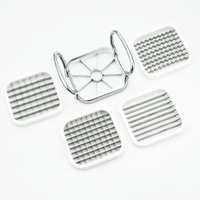 Pencacah Sayuran Manual 6 in 1 dari Stainless Steel, Pemotong Buah, Pemotong Keripik Kentang, Pemotong Bergelombang, Pengupas Apel