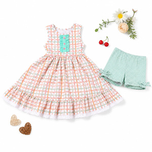 Completo Estivo per Bambine 3-12 Anni in Morbido Cotone a Quadri, Stile Carino e Conveniente, Ideale per Casa o Passeggiate - Product Image 3