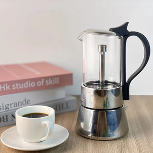 Cafetière italienne en verre borosilicate classique et en acier inoxydable, cafetière cubaine, cafetière à expresso, cafetière à moka pour cuisinière - Product Image 1