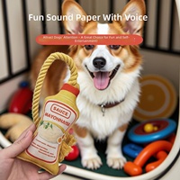 Jouet à mâcher interactif pour chien en peluche, en forme de bouteille de sauce, avec corde et couineur, vente en gros