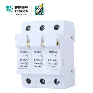 Tengen Rt18-32ตัวยึดฟิวส์3P 10X38mm 32A 690V ~ ฐานฟิวส์ฝาทรงกระบอก - Product Image 2
