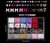 Breloques pour ongles 5D Hawaï Fleurs Papillons, Mélange de Nœuds et Strass en Cristal pour Ongles