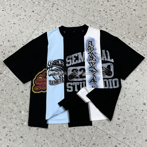 Camiseta Personalizada de Streetwear con Serigrafía, Estilo Oversize, Corta, con Parches, Diseño Gráfico, de Algodón para Hombre - Product Image 5