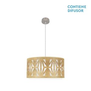 Lampada a sospensione in legno chiaro e nichel 2xE27, dimensioni 50x50 cm, ideale per illuminare e decorare spazi moderni e accoglienti. - Product Image 1