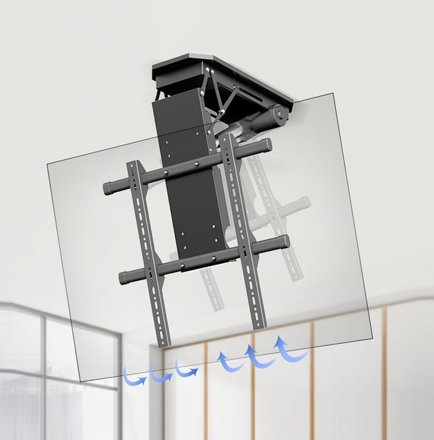 Ceiling TV Lift Electric Remote Control Rotating Bracket 50-90" 85 Tilt 200-600mm VESA High/Low Adjustable Techo Mount DT600