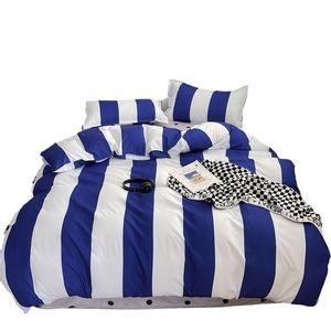 Set di biancheria da <span class=keywords><strong>letto</strong></span> a righe <span class=keywords><strong>grandi</strong></span> e alla moda con lenzuola nordiche spazzolate copripiumino <span class=keywords><strong>federe</strong></span> comode lenzuola per tutte le stagioni - Product Image 1