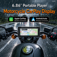 Lecteur multimédia portable pour moto BQCC 6,86'' avec écran tactile IPS, CarPlay sans fil, Android Auto, Mirrorlink, autoradio intelligent, affichage GPS, navigation