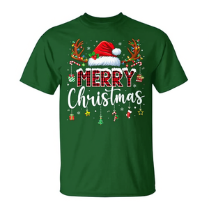 Joyeux Noël, chapeau de Père Noël, rennes, t-shirt de Noël assorti pour la famille - Product Image 2