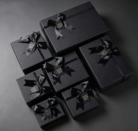 Boîte cadeau rigide noire de luxe personnalisée avec couvercle, emballage en carton recyclable pour parfum, cadeaux d'anniversaire, souvenirs