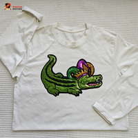 Nouveaux patchs thermocollants personnalisés en gros pour Mardi Gras, grands sequins crocodile, paillettes laser, broderie découpée au laser pour vêtements