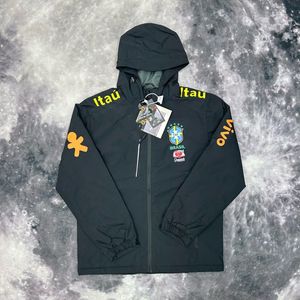 Brazil Team Neymar-Style Windproof and Waterproof Cotton-Lined Lightweight <strong>Linen</strong> Solid Sports Winter Hooded <strong>Jacket</strong> for <strong>Men</strong> Women - Product Image 3