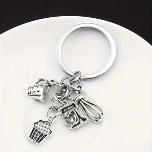 Porte-clés tendance en alliage métallique, motif ustensiles de cuisine (couteau, fourchette, cuillère), design créatif 'Omelette', pour porte-clés - Product Image 4