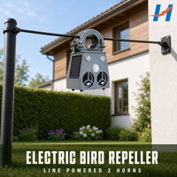 Répulsif d'Oiseaux Écologique Solaire Étanche avec 2 Haut-parleurs, Lumière LED et Détecteur de Mouvement pour Jardin et Ferme en Matériau ABS