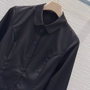 Nova Chegada: Blusa Feminina Elegante de Manga Longa, Alta Qualidade, Luxuosa e Preta para Escritório - Product Image 4