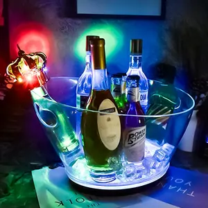 Novo design de plástico pintado a óleo com iluminação LED baldes de gelo acrílico para cerveja champanhe vinho vodka espumante