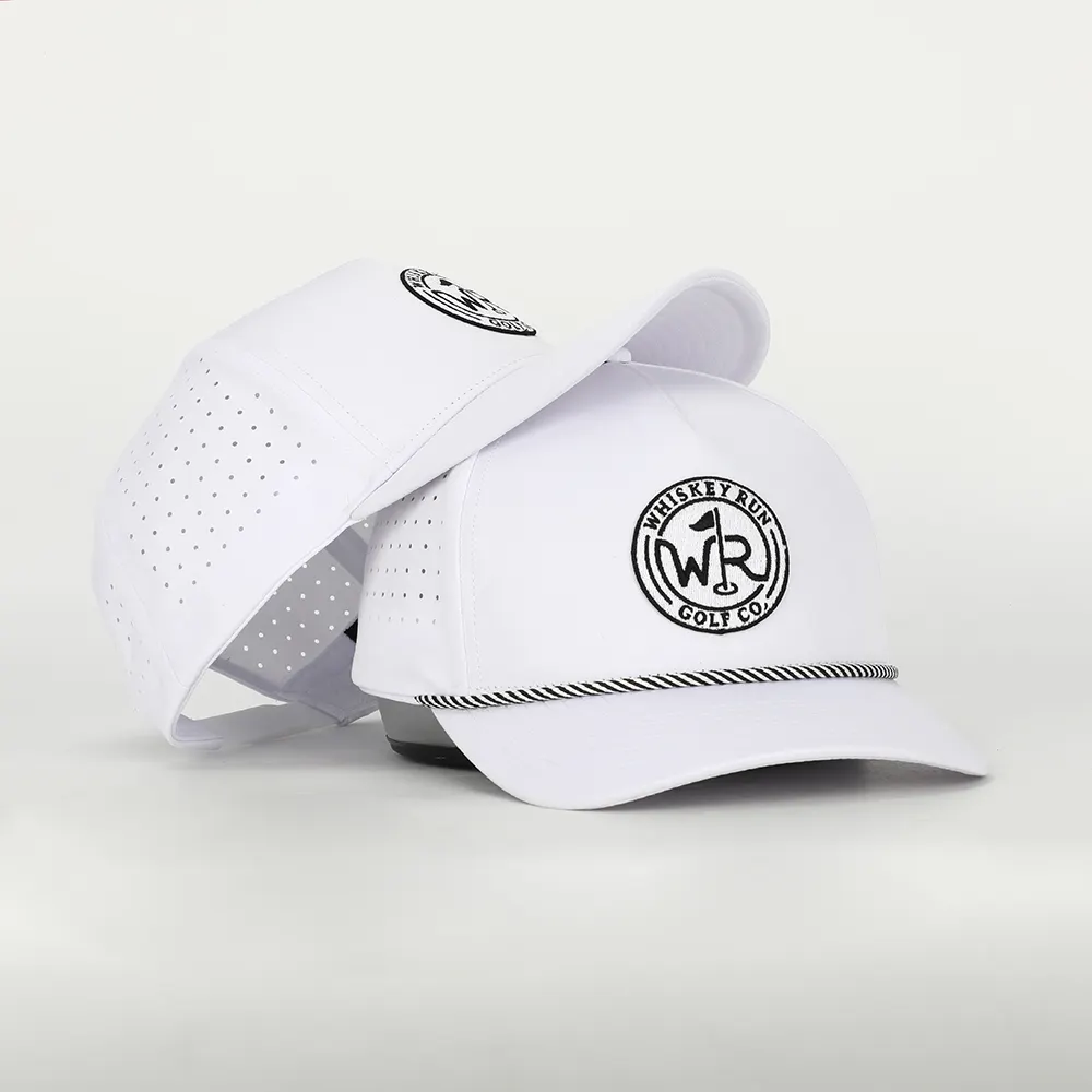 BSCI Oem Custom Logo 5 Panel Polyester Spandex Laser Cut Hole Gorras,Sports Baseball Cap,Waterproof Golf Dad Hat