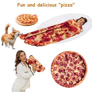 Couverture de pizza réaliste taille <span class=keywords><strong>adulte</strong></span> couverture de nourriture drôle couverture de nouveauté ronde en peluche douce pour lit canapé ou voyage - Product Image 6