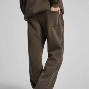Pantalon de survêtement large pour homme, 420 GSM, coupe ample, délavé à l'acide, style vintage, streetwear, ourlet ouvert personnalisé, polyester/coton - Product Image 4