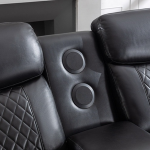 Modern <b>LED</b> <b>Lights</b> Bluetooth Speaker Recliner Air Leather Power Sofa Set for Apartment Hotel Villa Square for Living Room - Product Image 4