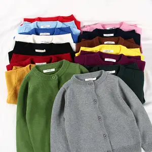 Beaucoup de couleurs épais bébé vêtements sweat cardigan couleur unie enfants <span class=keywords><strong>pull</strong></span> Designer filles tricots bébé chandails en tricot - Product Image 1