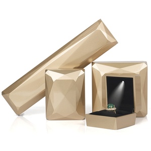 <b>LED</b> <b>Light</b> Rectangle Golden Diamond Jewelry Display Box with Custom Design Luxury <b>Small</b> <b>Led</b> <b>Light</b> Jewelry Box - Product Image 2