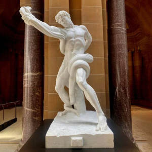 Lujo tamaño real tallado a mano desnudo masculino griego atleta lucha <span class=keywords><strong>Python</strong></span> mármol hombre lucha serpiente estatua - Product Image 1