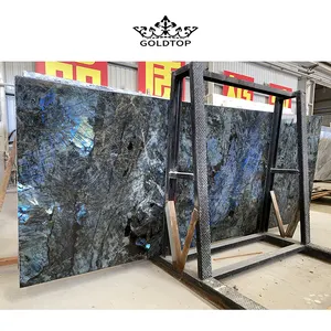 Goldenit granito NATURAL losas countertop สินค้ามาใหม่กระเบื้องปูพื้นหรูหราห้องครัวแผ่นหินแกรนิตลาบราดอไรต์สีฟ้า