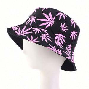 Sombrero de cubo de doble capa al por mayor para mujer, gorra de playa colorida con hojas para el sol, ideal para el verano - Product Image 4