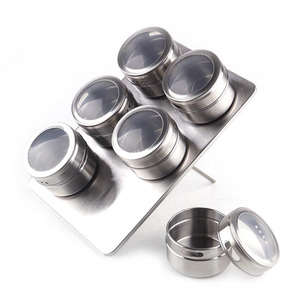 Ensemble de pots à épices magnétiques en acier inoxydable avec couvercles transparents et forte adsorption, idéal pour le stockage sur la surface du réfrigérateur - Product Image 3