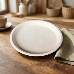 Assiette Ronde Jetable en Bagasse Naturelle de 11 Pouces – Vaisselle Écologique Biodégradable en Fibre de Canne à Sucre Robuste - Product Image 3