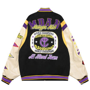 Veste de baseball pour homme personnalisée, streetwear, broderie lourde, flocage, patchwork, style baseball - Product Image 5