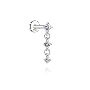 Pendiente de Plata de Ley 925 con Moissanita y Diseño Plano para Joyería Corporal - Product Image 5