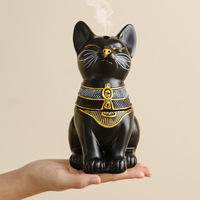 Brûleur d'encens moderne en forme de chat égyptien, porte-encens décoratif pour la maison, idéal pour les festivals arabes, pour bâtonnets et encens au bois de santal