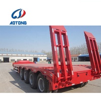 Semi-remorque surbaissée AOTONG 80t à 4 essieux en acier, robuste, à prix abordable, à vendre