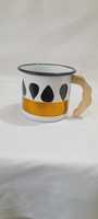 Tasse en céramique florale à poignée en bois faite à la main, résistante au lave-vaisselle, vaisselle décorative pour le thé noir, idéale pour la maison ou comme cadeau