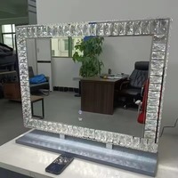 Miroir de maquillage moderne de bureau rond avec interrupteur tactile en métal, éclairage LED réglable et amovible pour coiffeuse, chambre et hôtel
