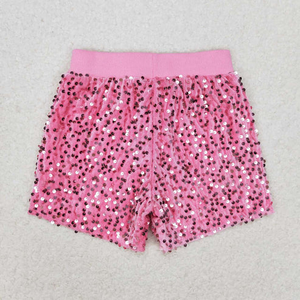 <span class=keywords><strong>Pantaloncini</strong></span> colorati di paillettes rosso brillante per ragazze estate Casual tinta unita metà vita elasticizzati traspiranti abbigliamento Boutique per bambini - Product Image 3